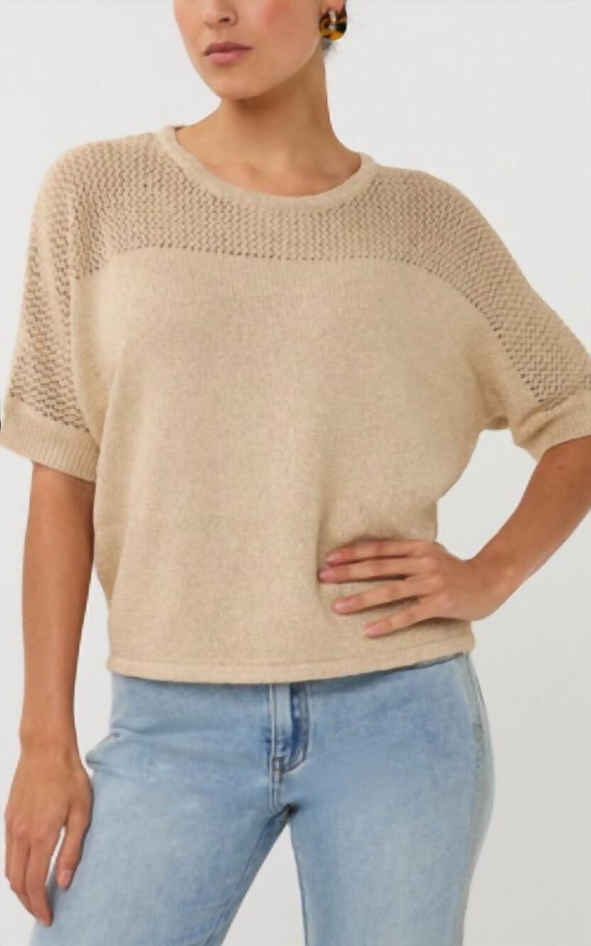 NEW ESQUALO ajour batwing sweater in light sand